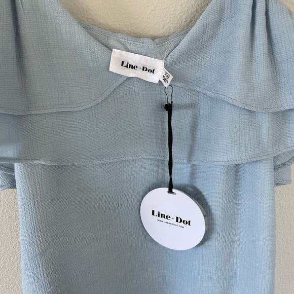 NWT Line + Dot Blue Gemma Cold Shoulder Ruffle Top (XS) - Picture 4 of 9